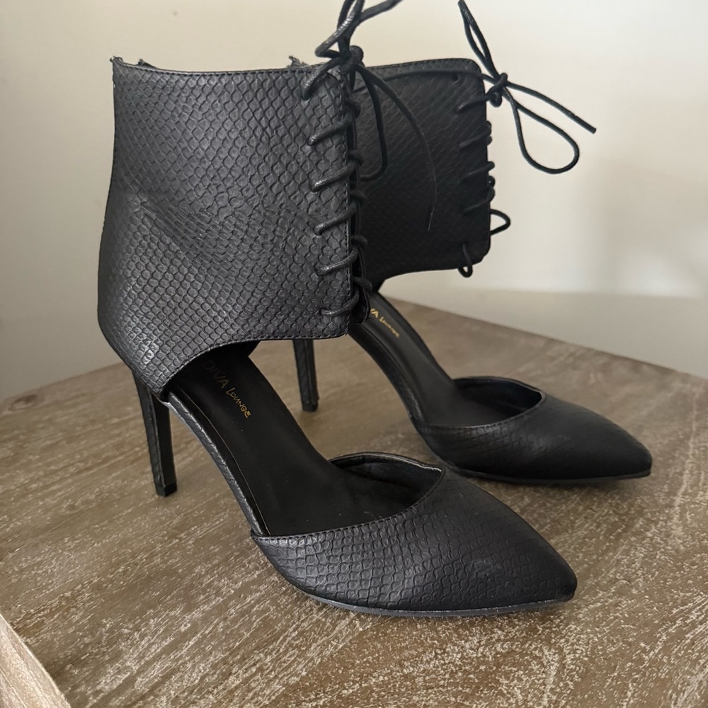 Black Lace-Up Heels